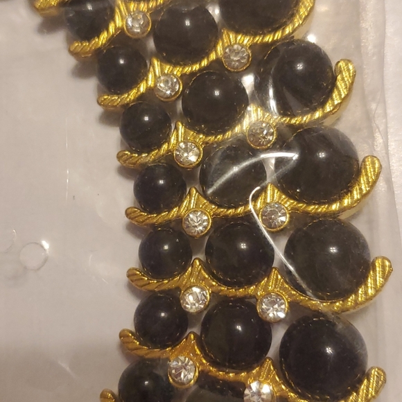 NWT, NIB IMAN designed 2tone Golden Necklace w/crystals - Picture 4 of 7